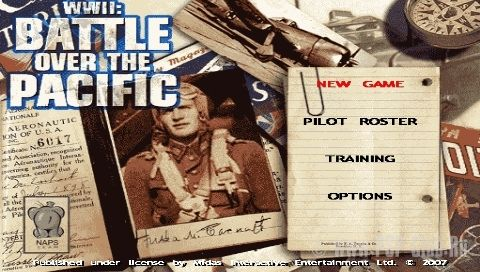 WWII: Battle Over The Pacific title screen for PSP